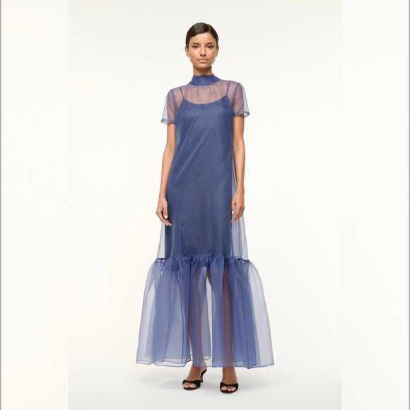 STAUD Dresses & Skirts - STAUD CALLUNA DRESS NAVY (SIZE SMALL)